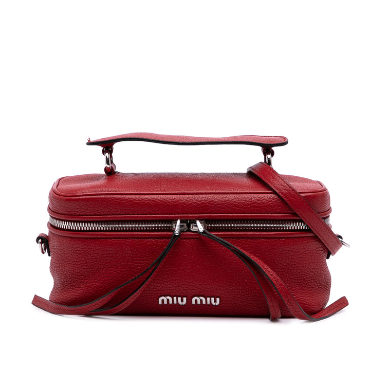 Mini Goatskin Madras Top Handle Vanity Case Red - Gaby Paris