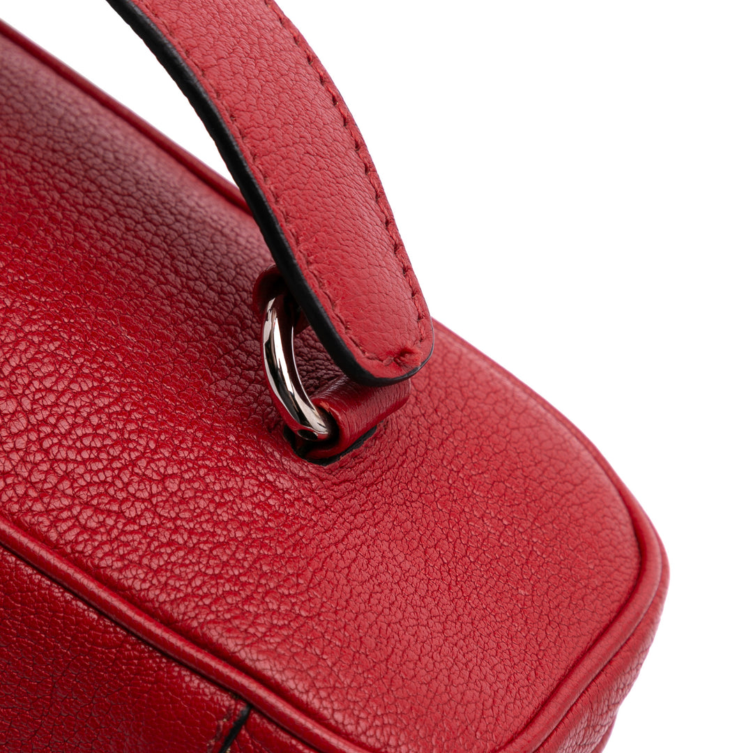 Mini Goatskin Madras Top Handle Vanity Case Red - Gaby Paris