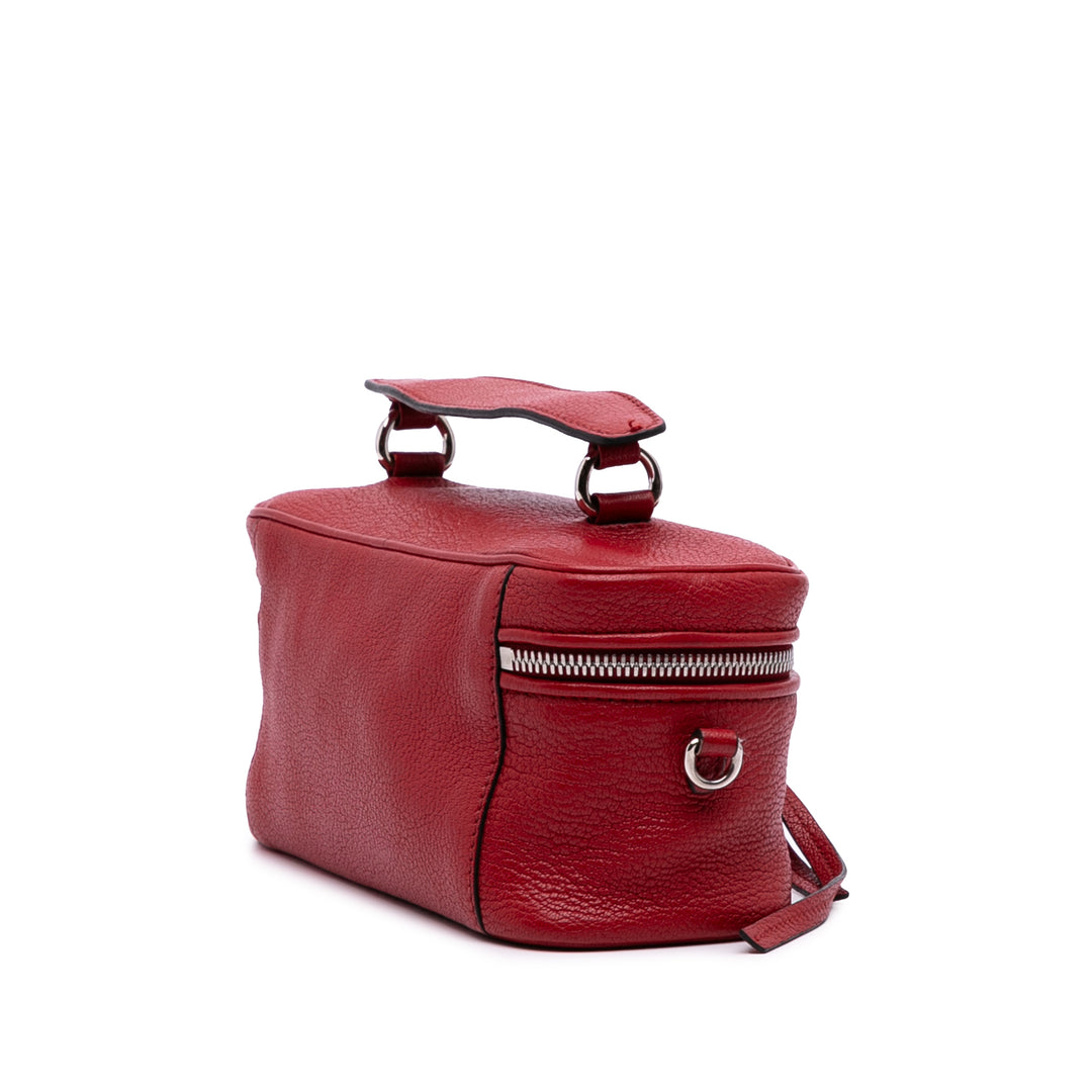 Mini Goatskin Madras Top Handle Vanity Case Red - Gaby Paris