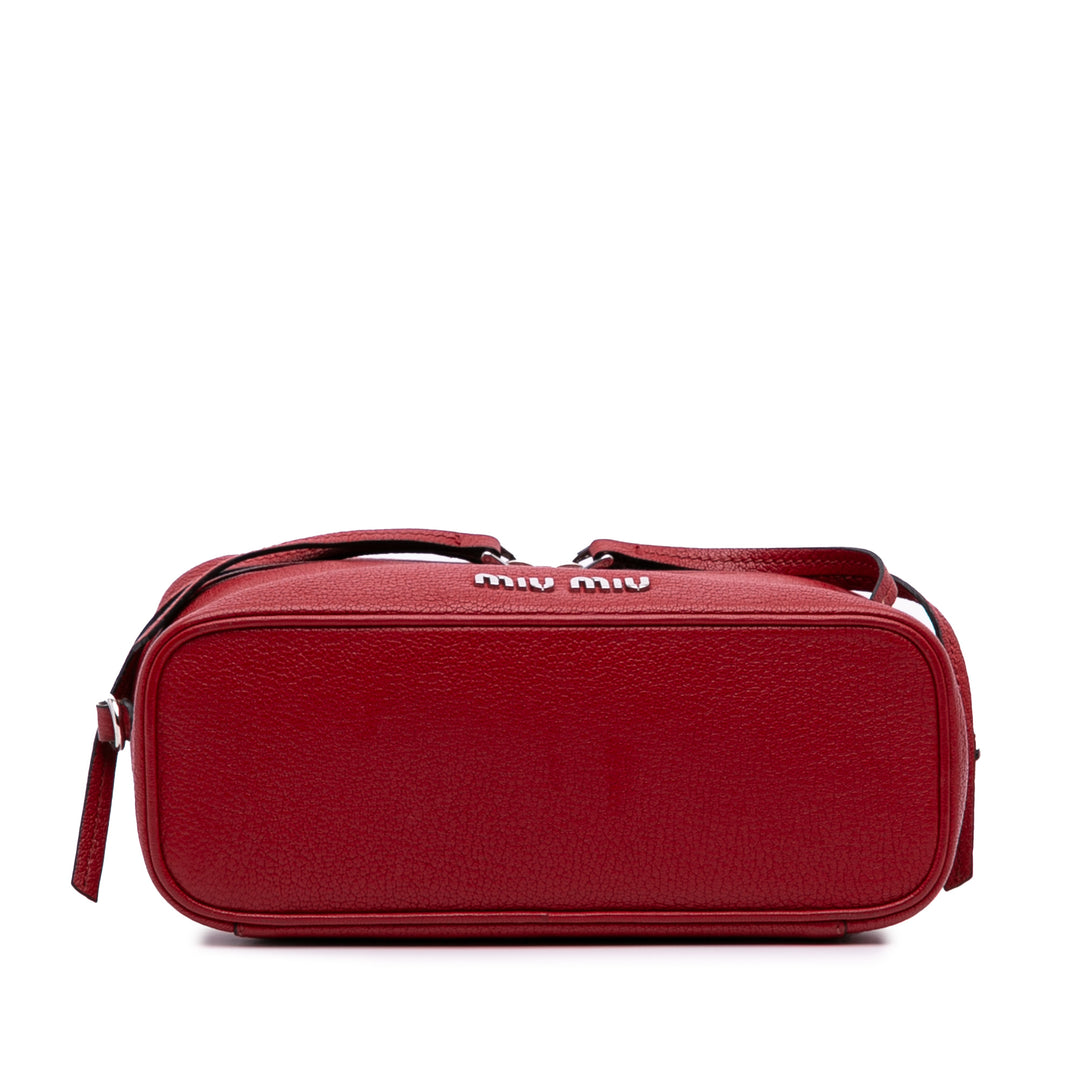 Mini Goatskin Madras Top Handle Vanity Case Red - Gaby Paris