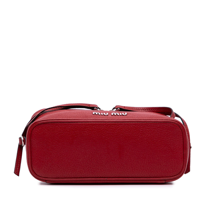 Mini Goatskin Madras Top Handle Vanity Case Red - Gaby Paris