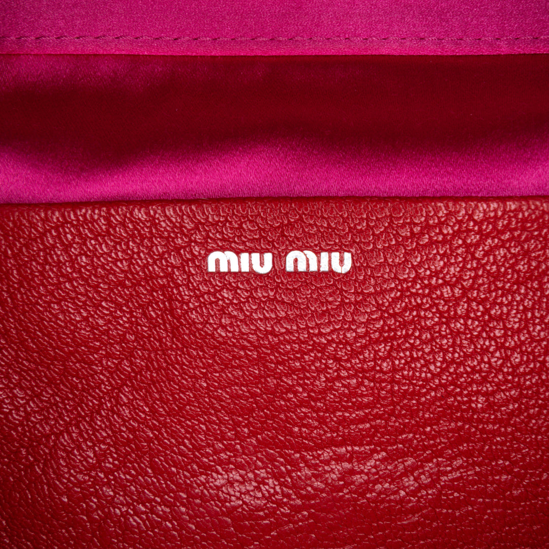 Mini Goatskin Madras Top Handle Vanity Case Red - Gaby Paris