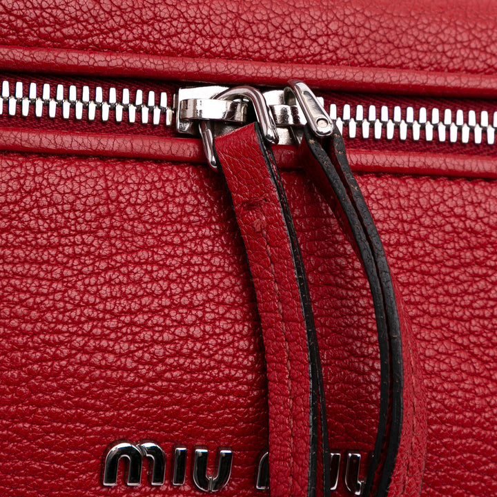 Mini Goatskin Madras Top Handle Vanity Case Red - Gaby Paris
