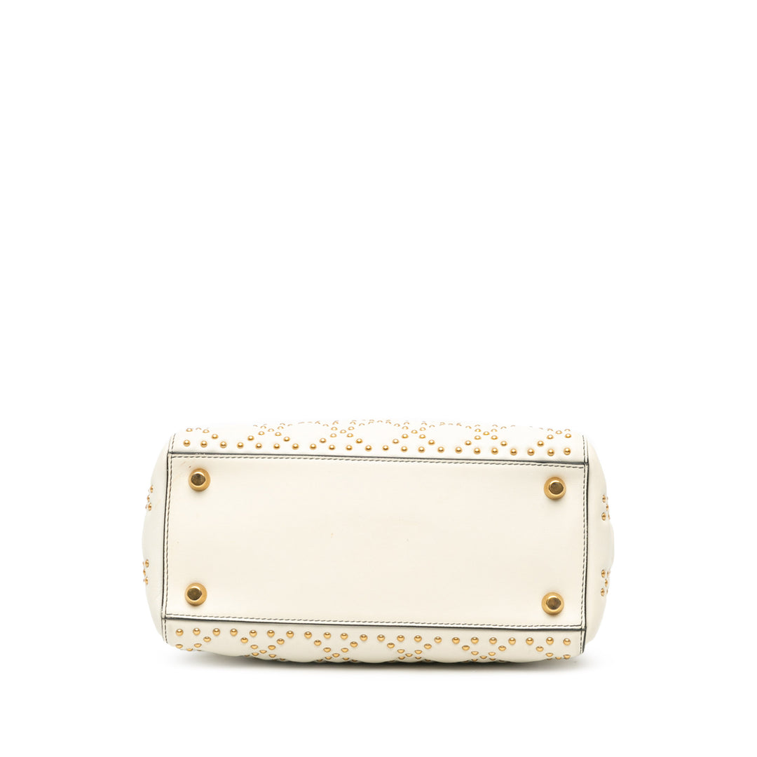 Dior Medium Lambskin Cannage Studded Supple Lady Dior White - GABY PARIS