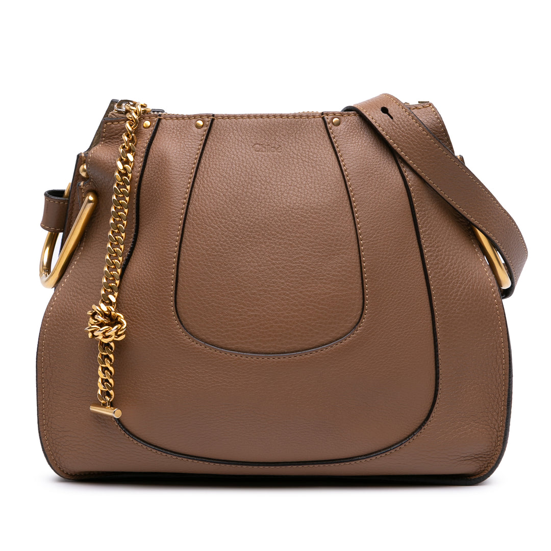 Small Grained Calfskin Hayley Hobo Brown - Gaby Paris