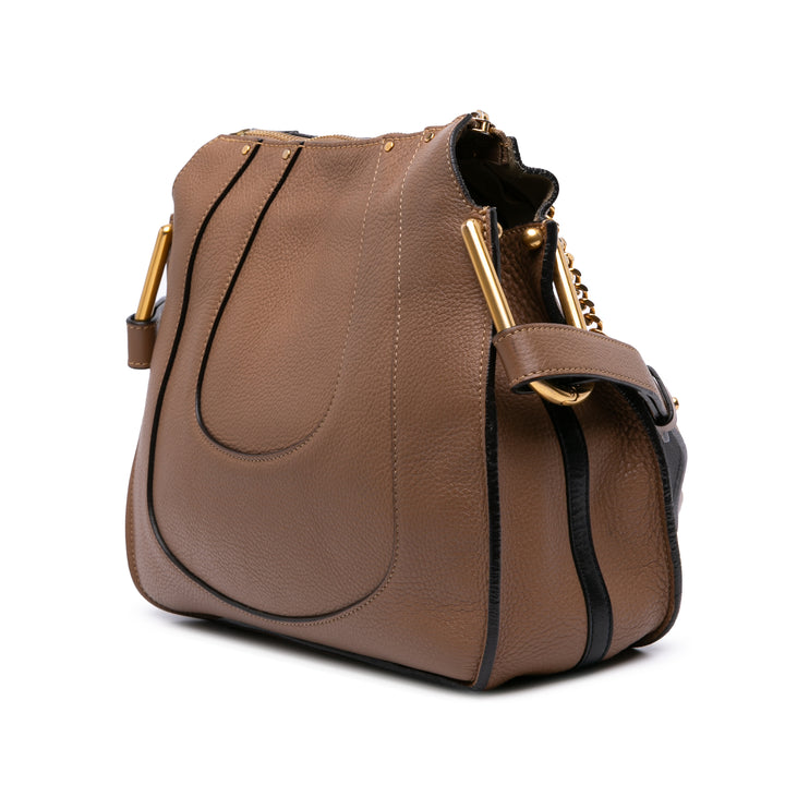 Small Grained Calfskin Hayley Hobo Brown - Gaby Paris