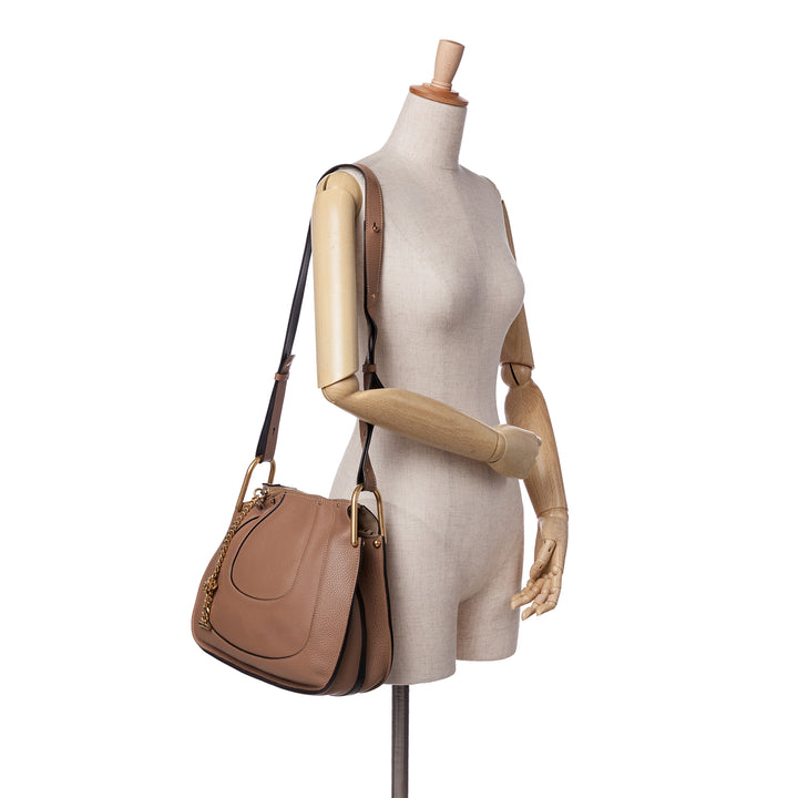 Small Grained Calfskin Hayley Hobo Brown - Gaby Paris
