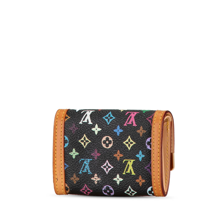 Monogram Multicolore Porte Monnaie Plat Black - Gaby Paris