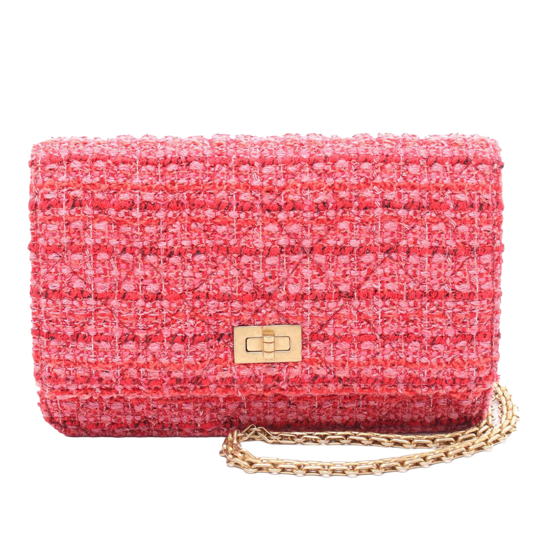 Reissue 2.55 Quilted Tweed Wallet On Chain Pink - Gaby Paris