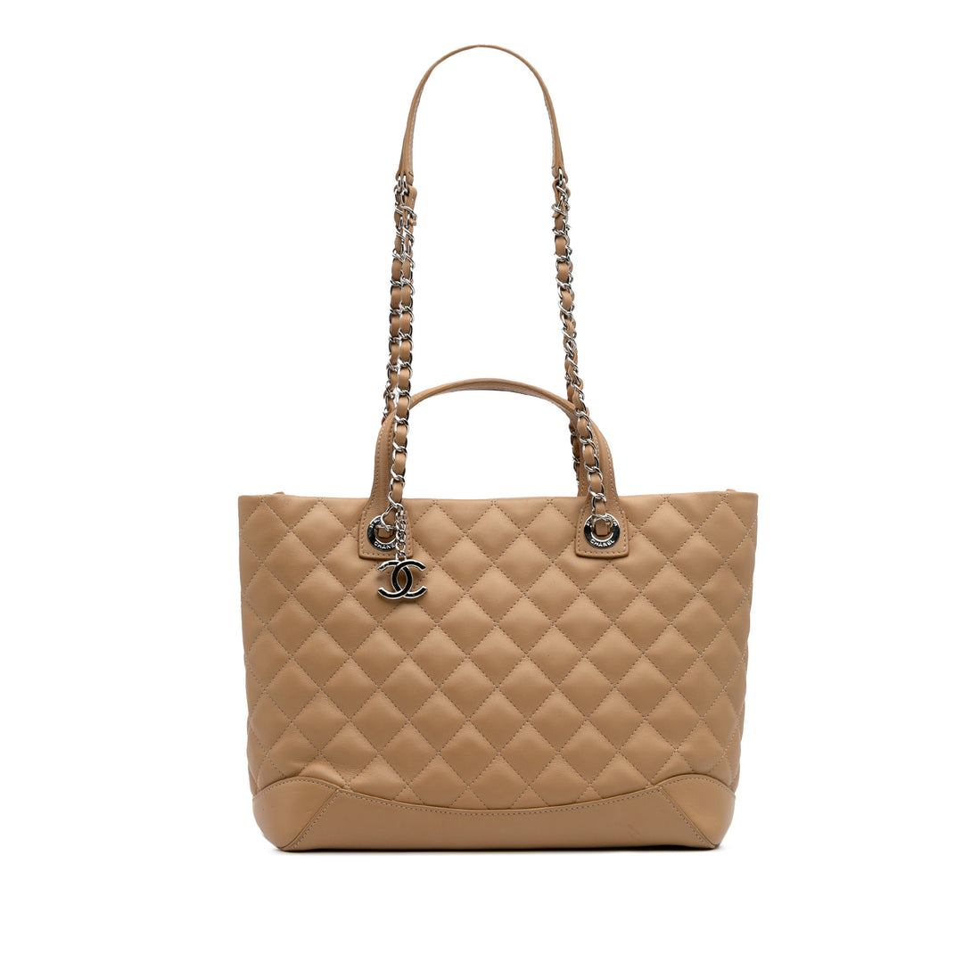 Small Quilted Calfskin Easy Shopping Tote Brown - Gaby Paris