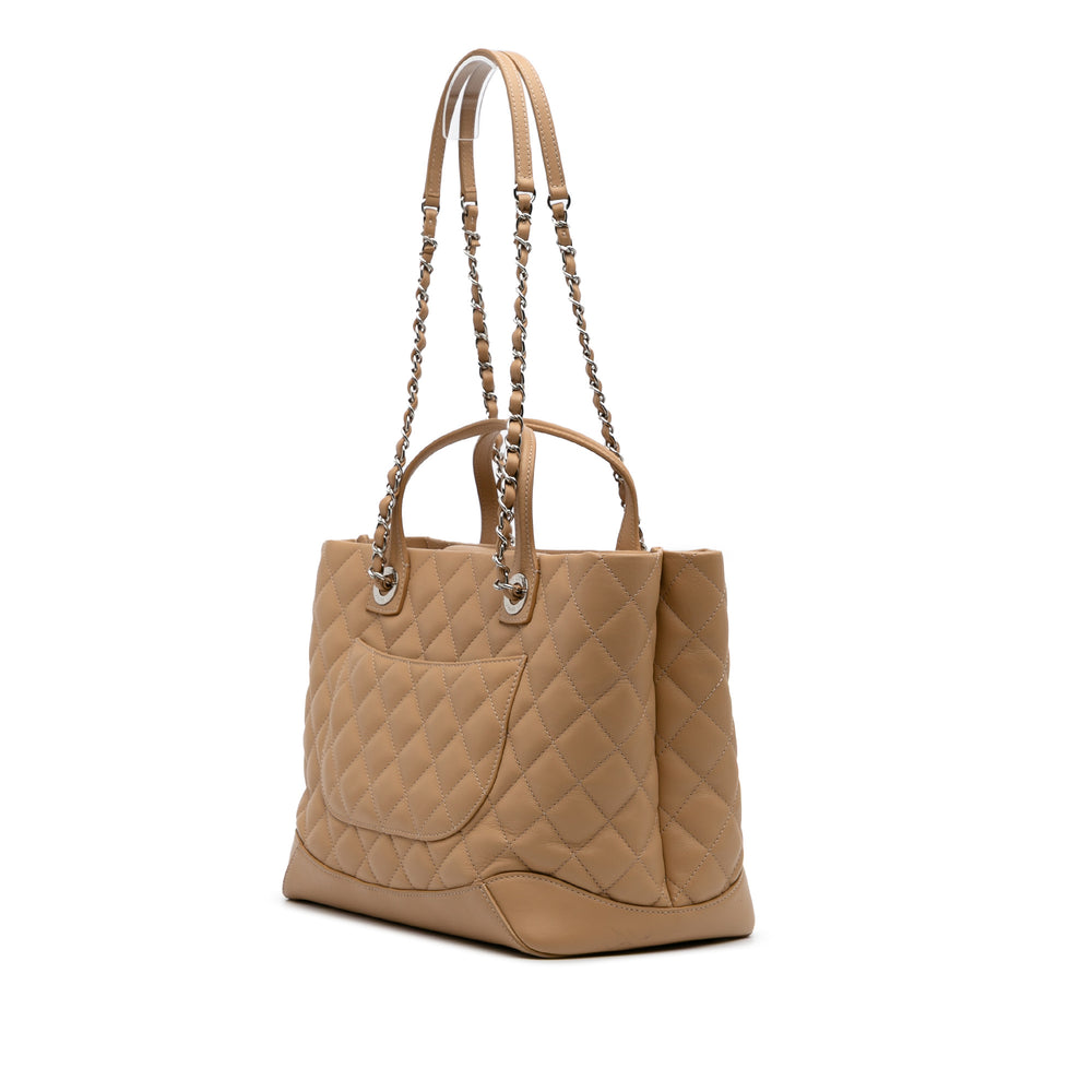 Small Quilted Calfskin Easy Shopping Tote Brown - Gaby Paris