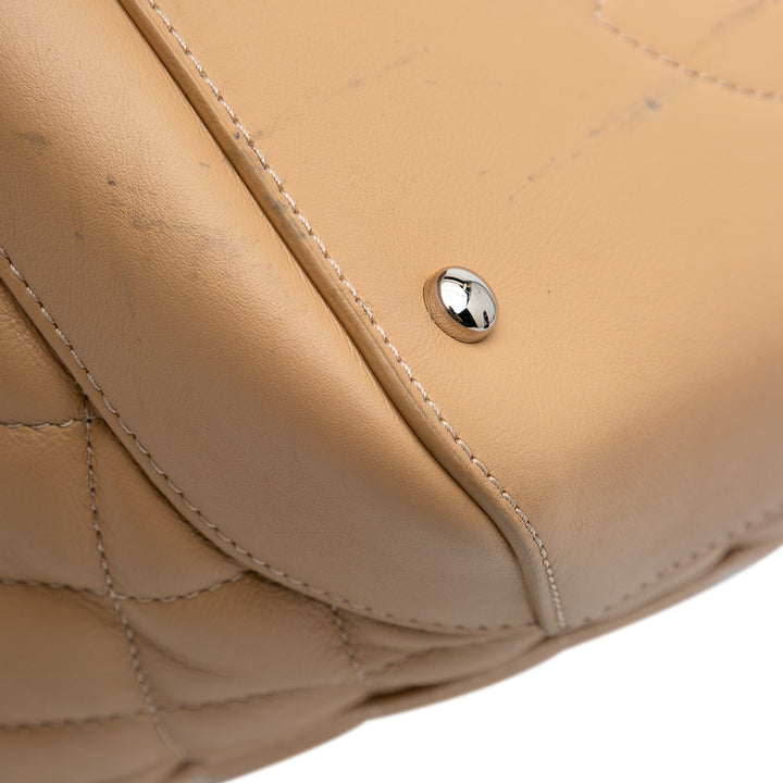 Small Quilted Calfskin Easy Shopping Tote Brown - Gaby Paris