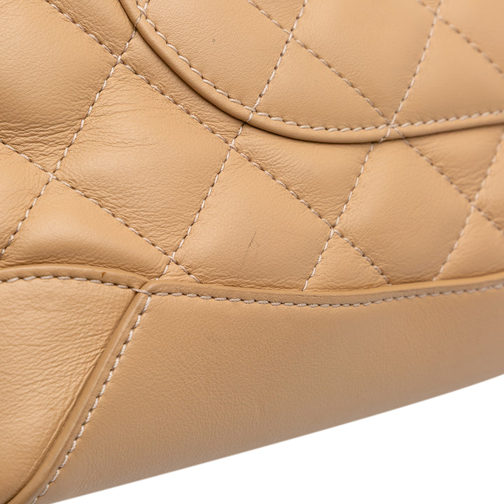 Small Quilted Calfskin Easy Shopping Tote Brown - Gaby Paris