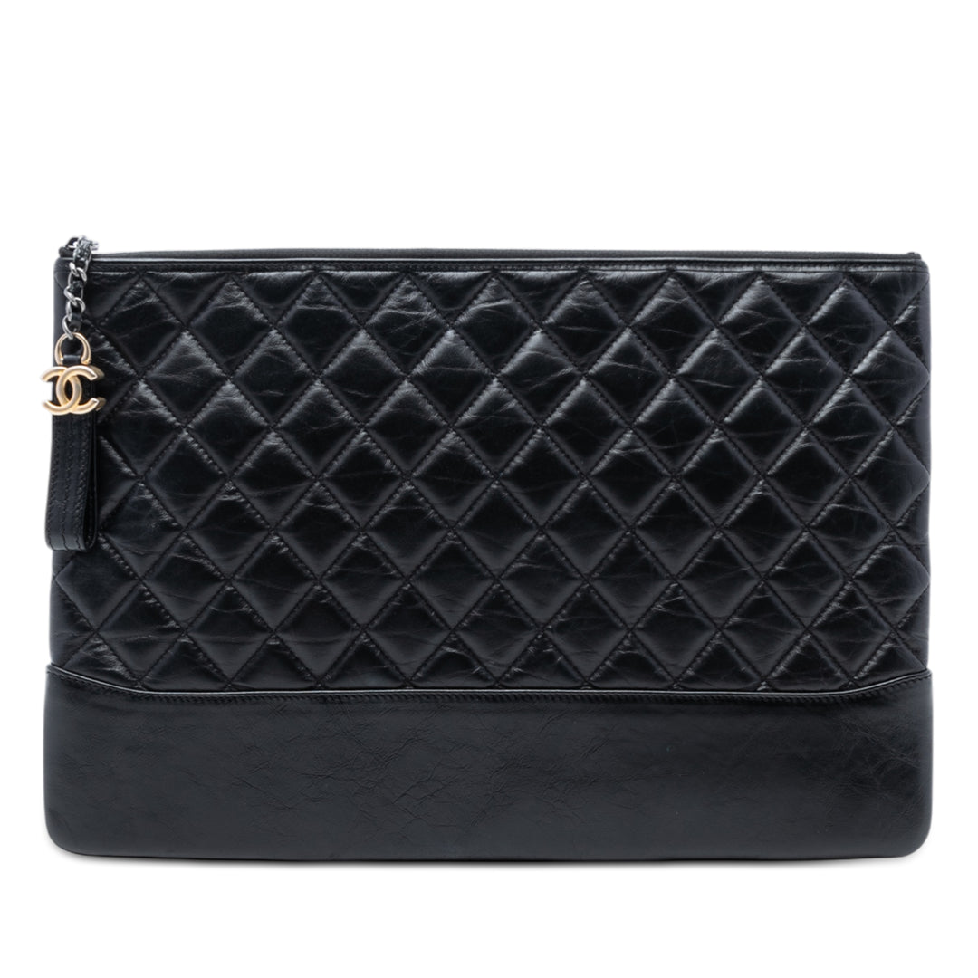 Chanel Large vieilli Cuir de veau Gabrielle O Étui Pochette
