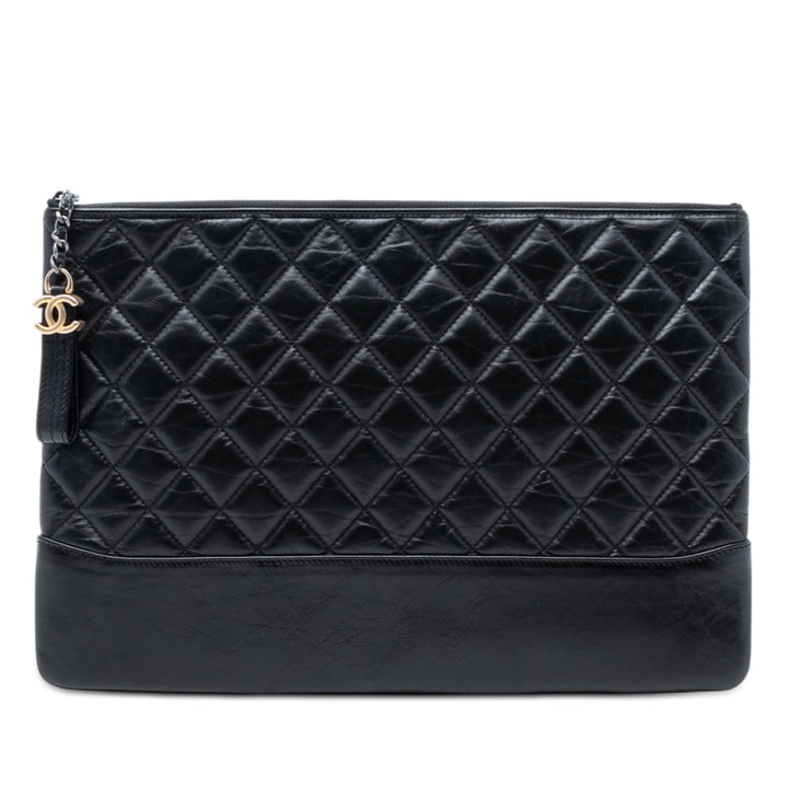 Chanel Large vieilli Cuir de veau Gabrielle O Étui Pochette