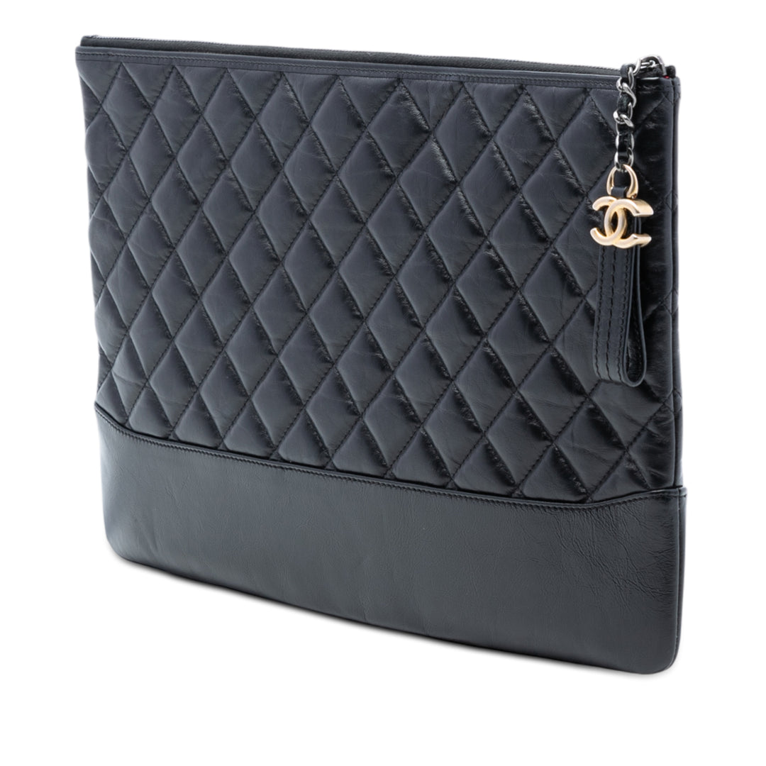 Chanel Large vieilli Cuir de veau Gabrielle O Étui Pochette