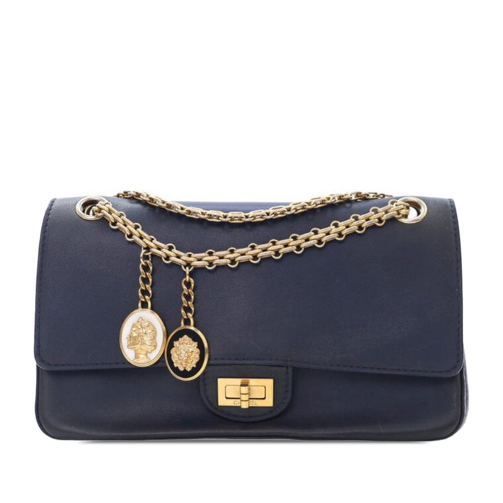 Reissue 2.55 Calfskin Medallion Nude Double Flap 226 Blue - Gaby Paris