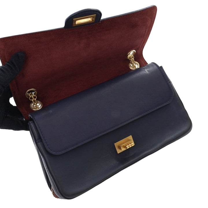 Reissue 2.55 Calfskin Medallion Nude Double Flap 226 Blue - Gaby Paris