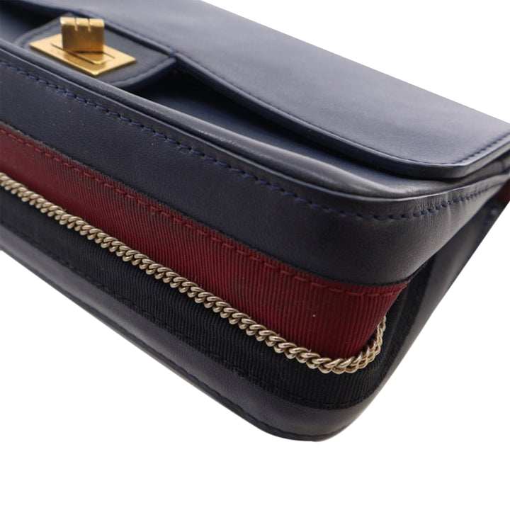 Reissue 2.55 Calfskin Medallion Nude Double Flap 226 Blue - Gaby Paris