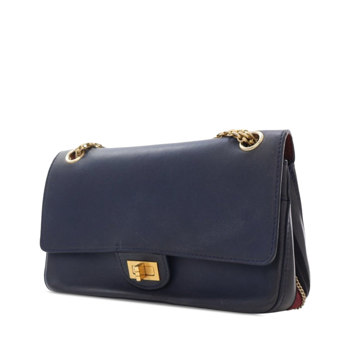 Reissue 2.55 Calfskin Medallion Nude Double Flap 226 Blue - Gaby Paris