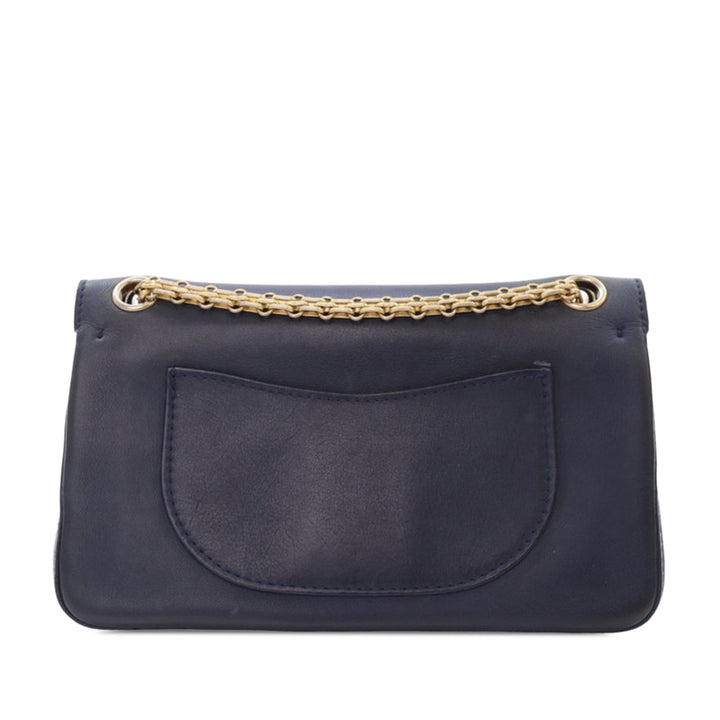 Reissue 2.55 Calfskin Medallion Nude Double Flap 226 Blue - Gaby Paris