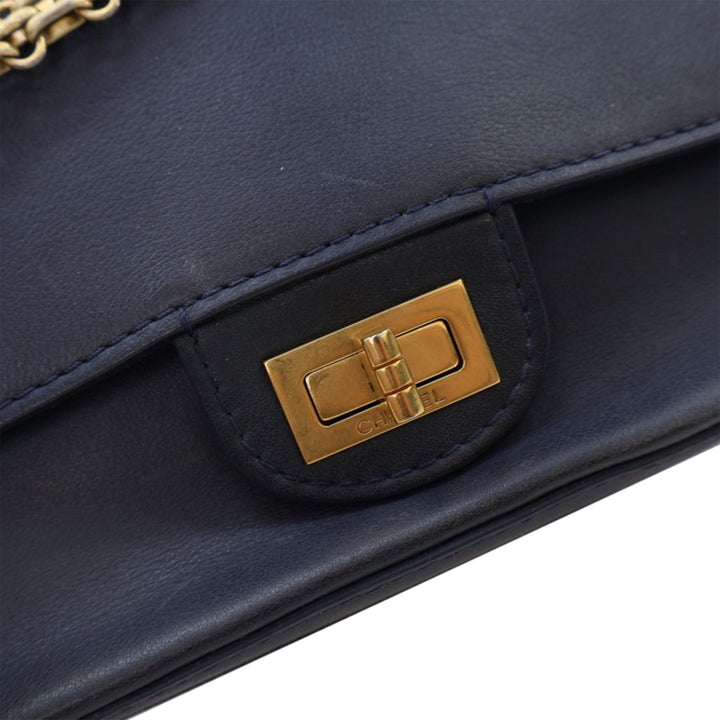 Reissue 2.55 Calfskin Medallion Nude Double Flap 226 Blue - Gaby Paris