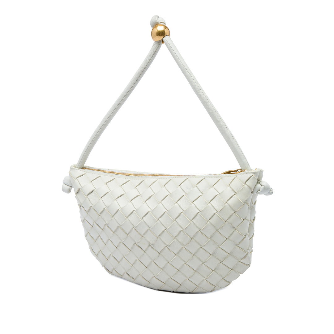 Bottega Veneta Intrecciato Turn Pochette Petit Cuir d'agneau Blanc – vue 2 – GABY PARIS