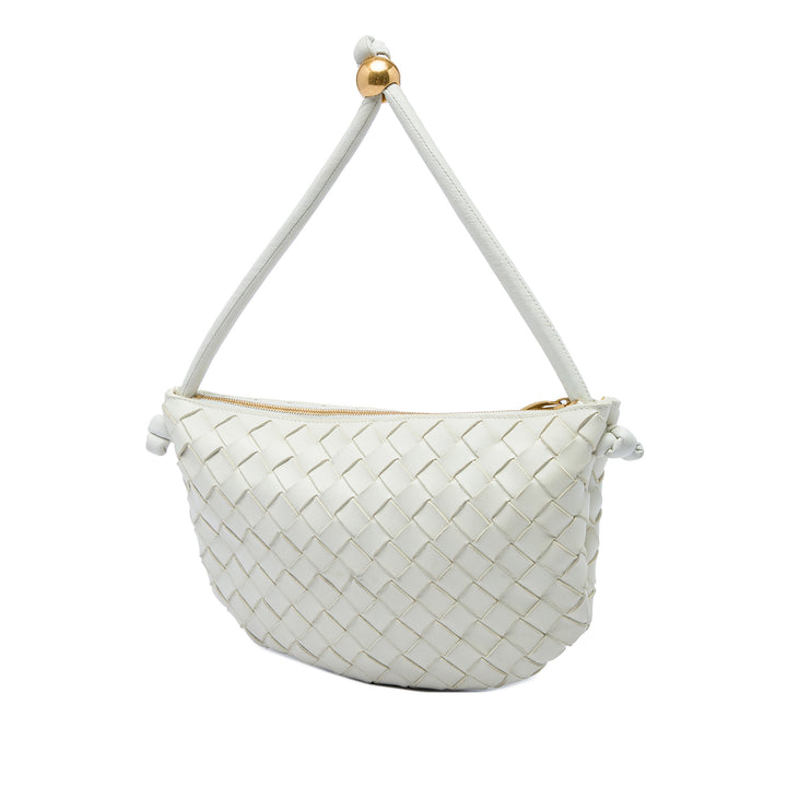 Bottega Veneta Intrecciato Turn Pochette Petit Cuir d'agneau Blanc – vue 2 – GABY PARIS