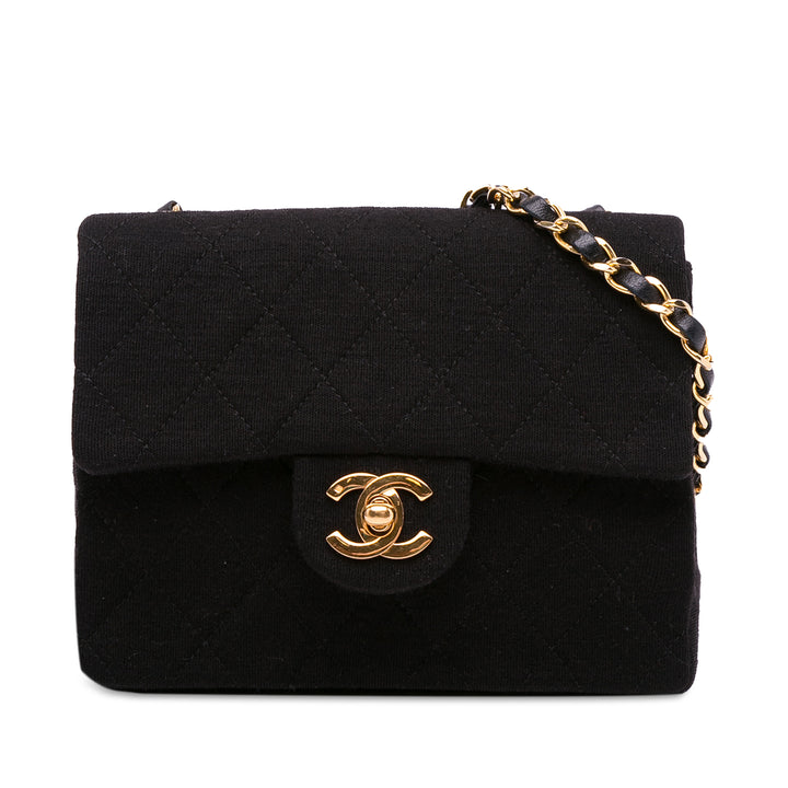 Chanel Mini Square Classic Jersey Flap Black - GABY PARIS