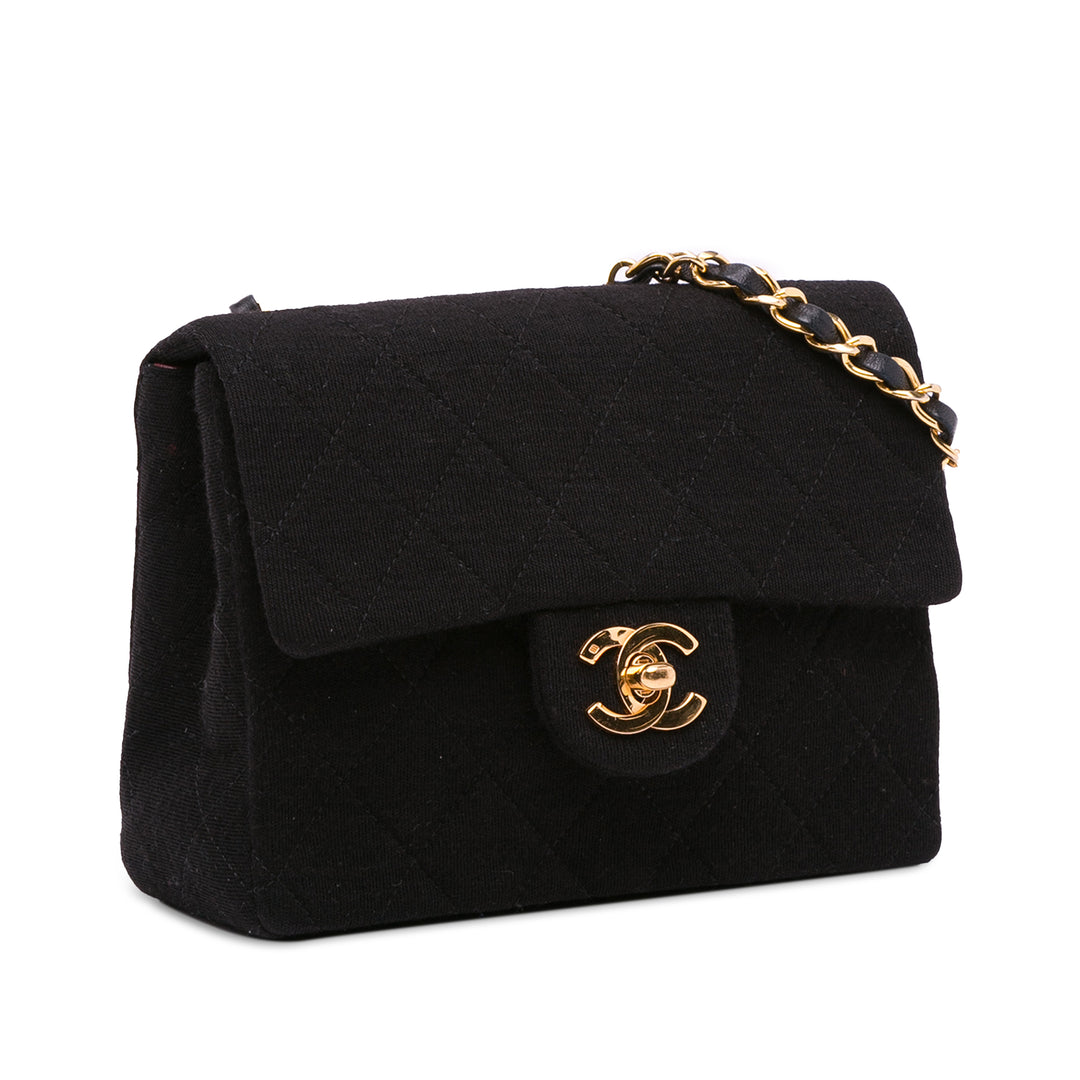 Chanel Mini Square Classic Jersey Flap Black - GABY PARIS