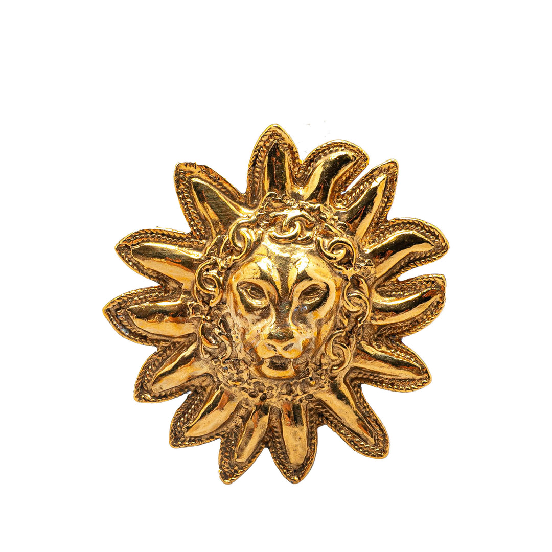 Gold Plated Lion Pin Brooch Gold - Gaby Paris