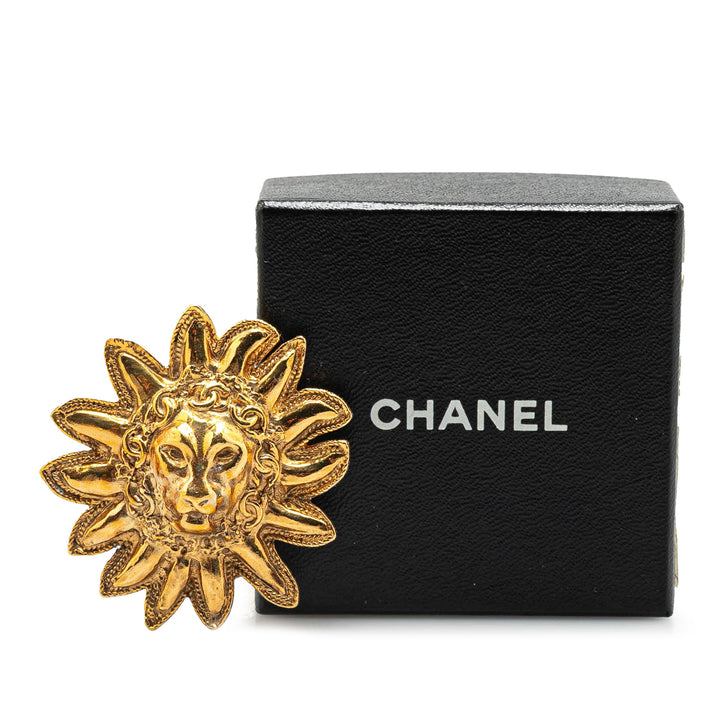 Gold Plated Lion Pin Brooch Gold - Gaby Paris