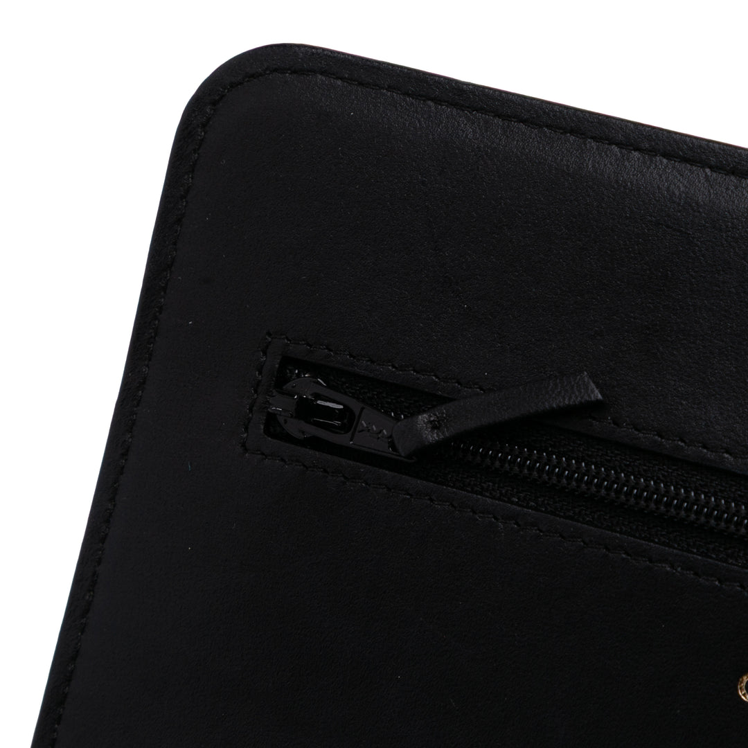Bicolor Quilted Lambskin Camellia Wallet on Chain Black - Gaby Paris