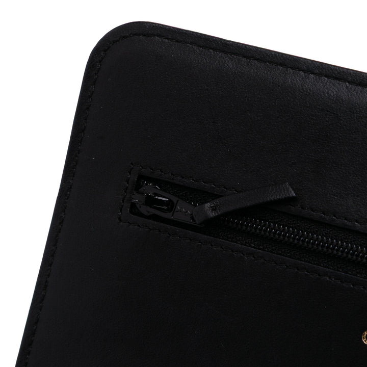 Bicolor Quilted Lambskin Camellia Wallet on Chain Black - Gaby Paris