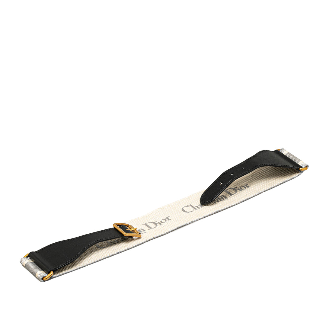 Dior Cuir et Toile brodé Logo Belt