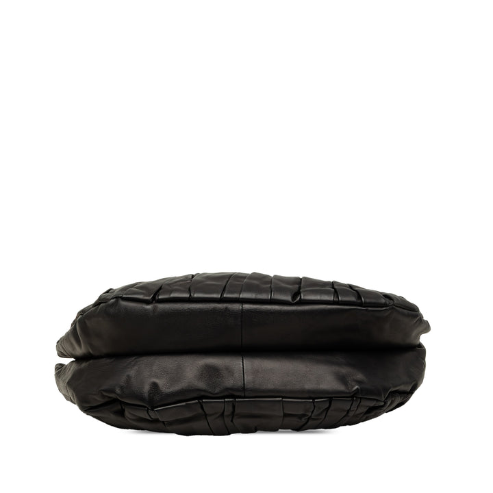 Dior Cabas Pleated Plisse Basket Cuir d'agneau Noir – vue 3 – GABY PARIS