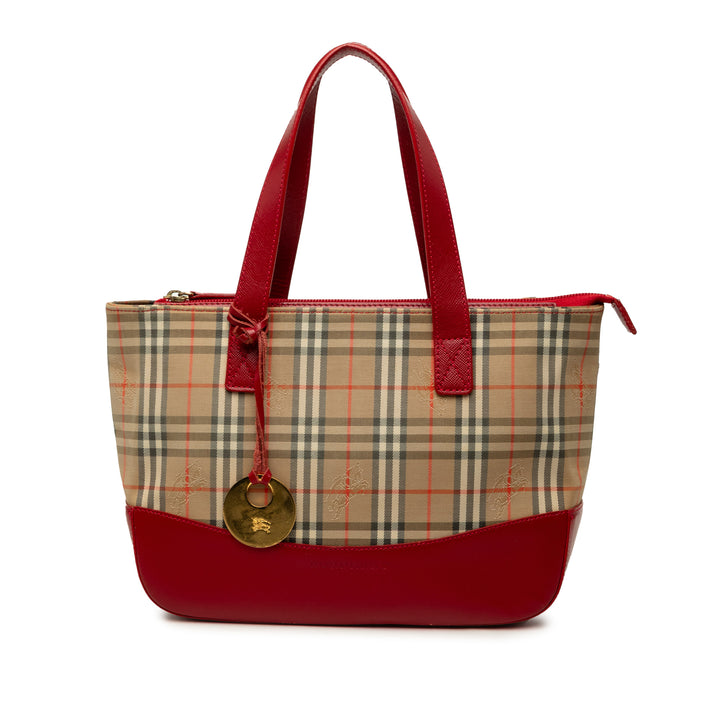 Burberry Cabas Haymarket Check Rouge – vue principale – GABY PARIS