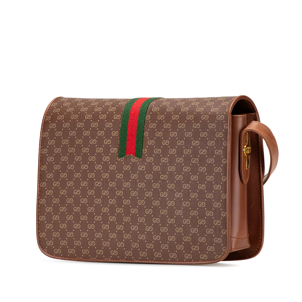 Micro GG Coated Canvas Web Shoulder Bag Brown - Gaby Paris