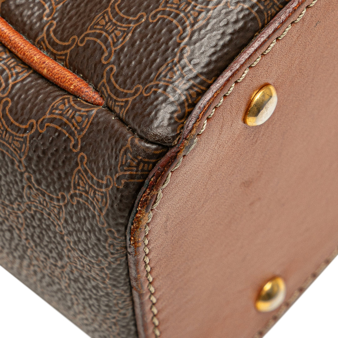 Macadam Coated Canvas Handbag Brown - Gaby Paris