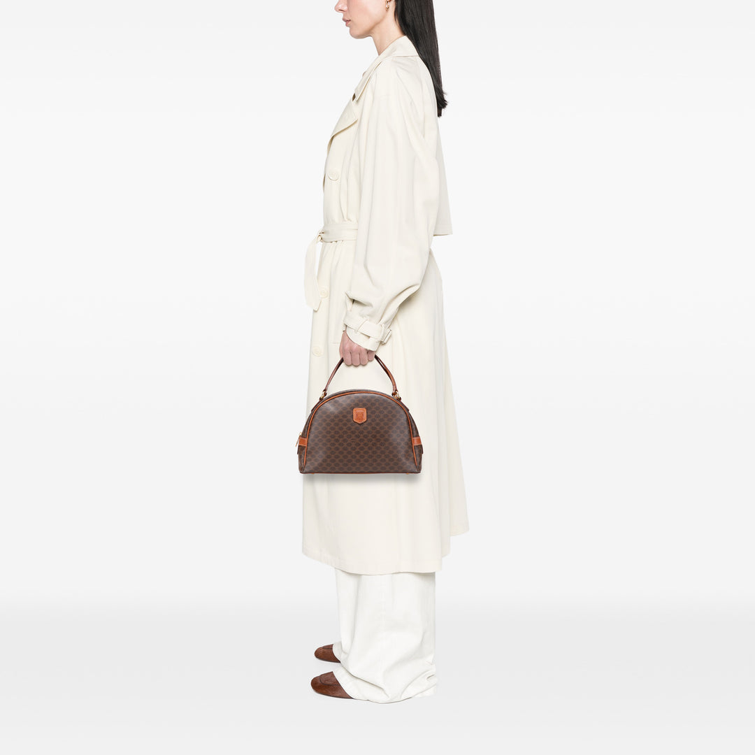 Macadam Coated Canvas Handbag Brown - Gaby Paris