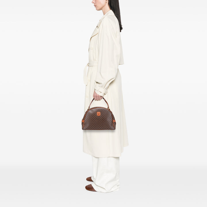 Macadam Coated Canvas Handbag Brown - Gaby Paris