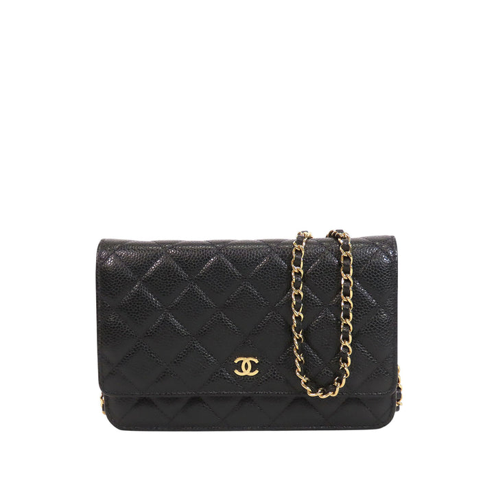 CC Matelassé Wallet on Chain Cuir caviar Noir