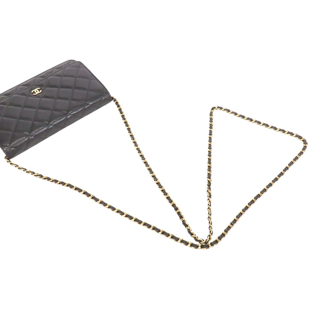CC Matelassé Wallet on Chain Cuir caviar Noir