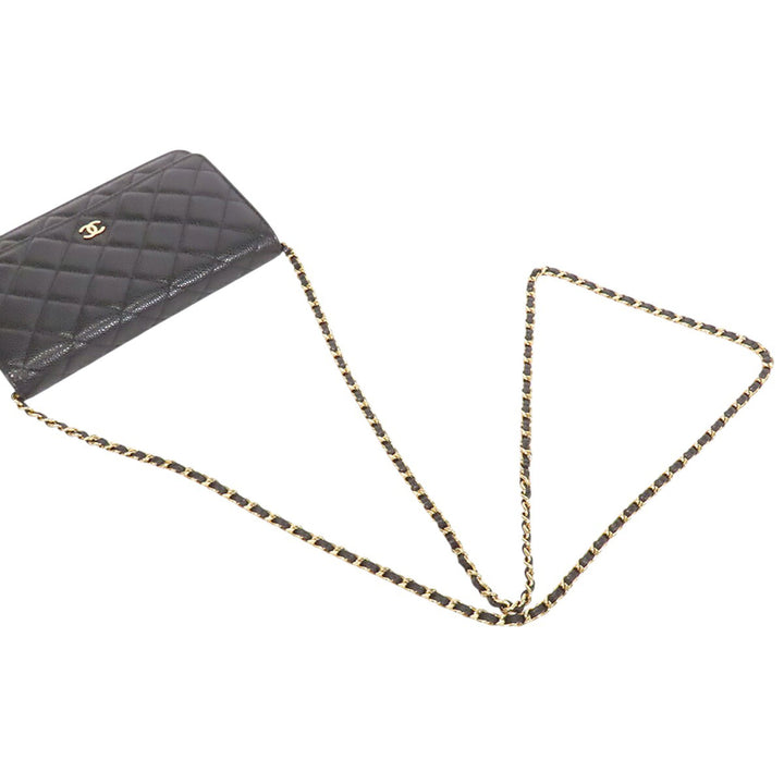CC Matelassé Wallet on Chain Cuir caviar Noir