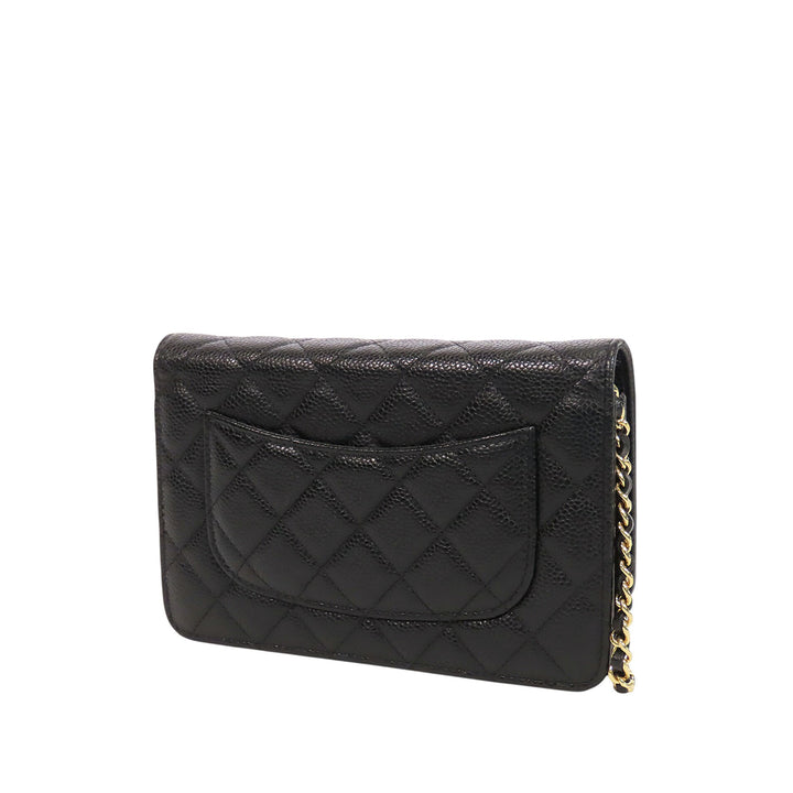 CC Matelassé Wallet on Chain Cuir caviar Noir