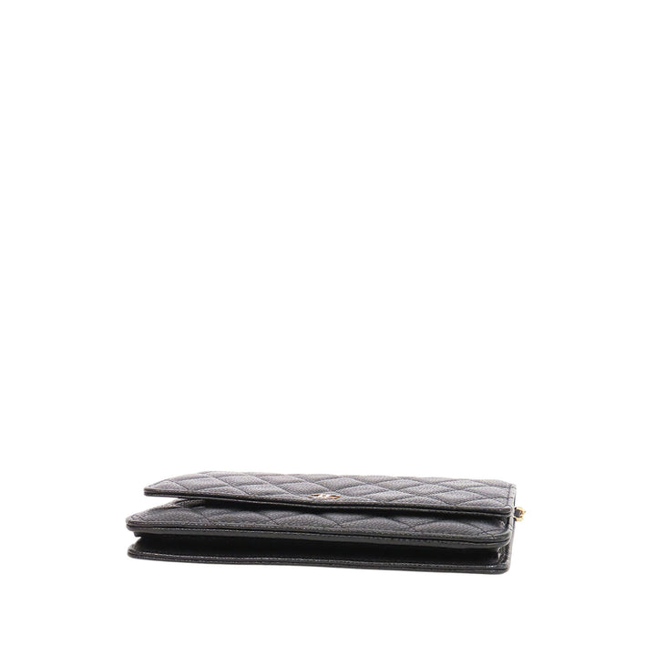 CC Matelassé Wallet on Chain Cuir caviar Noir