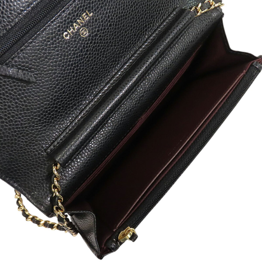 CC Matelassé Wallet on Chain Cuir caviar Noir
