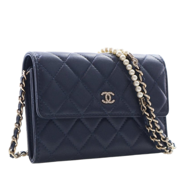 Chanel Mini CC Matelassé Cuir d’agneau Perle Wallet on Chain