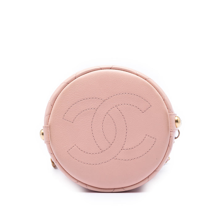 Chanel Small CC Cuir de veau et Tweed Drawstring Bucket Sac