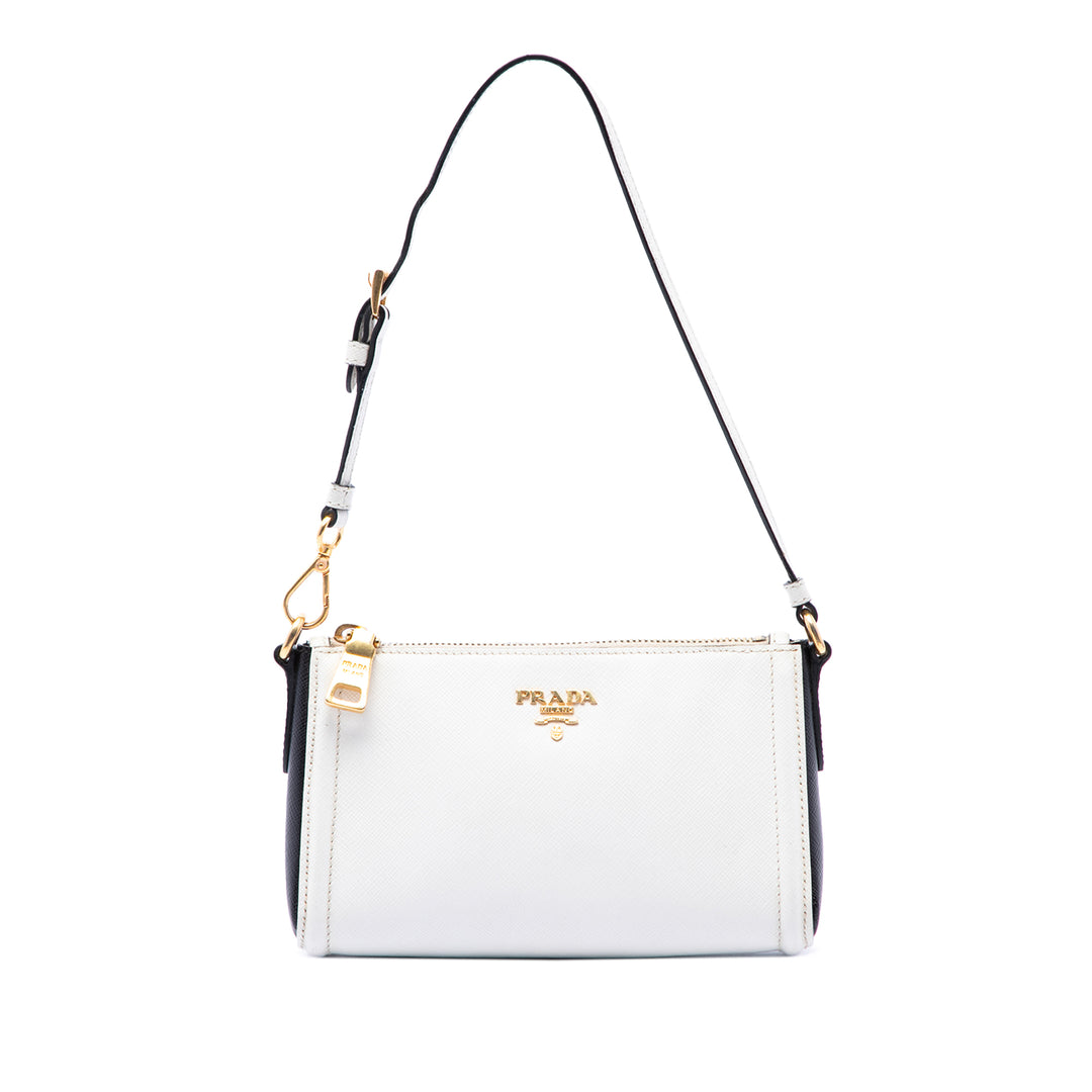 Prada Pochette Lux Saffiano Noir – vue principale – GABY PARIS